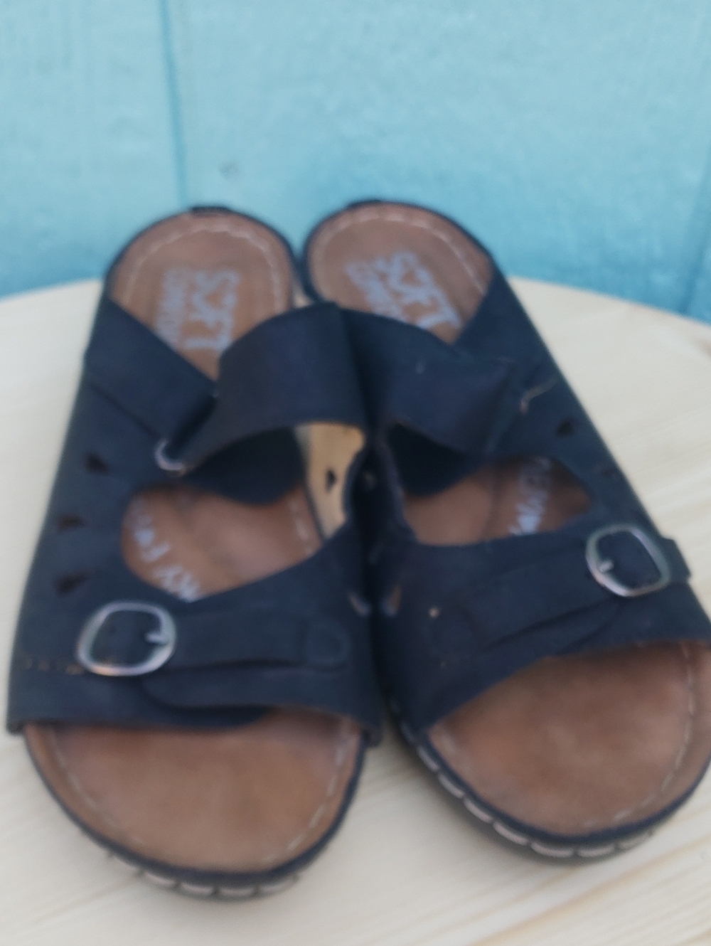 Soft Comfort Black Slides Size 7